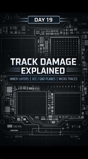 SURYA on Instagram: "Track / Trace ennathu mobile motherboard-il ulla thin copper pathway aanu. Ithil aanu: Power (VCC lines) flow cheyyunnathu Ground (GND planes) connect cheyyunnathu Signal lines (data, clock, control) travel cheyyunnathu Modern smartphones-il: Track thickness micron level Board multiple inner layers ullathu Athukondu pala track-ukal eye-kku visible alla Small break polum big fault create cheyyum. Types of Track Damage (Technically) 1. Open Track (Complete break) Track copper
