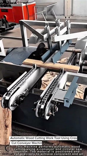 Automatic Wood Cutting Work Tool Using Cross Cut Conveyor Machine #worktool