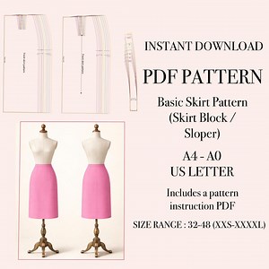 Basic Skirt Pattern Block | Women's Sewing Pattern (XXS-XXXXL) (digital Download) - Etsy Australia