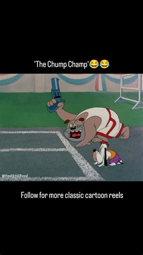 Arya Kumar on Instagram: ""The Chump Champ" is a 1950 Tex Avery MGM cartoon where deadpan Droopy competes against cheating Spike for an athletic title. Spike’s elaborate schemes backfire hilariously as the unassuming Droopy effortlessly wins every event in this classic, slapstick animated short. #cartoons #comedy #funnycartoons"
