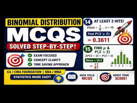 🎯Binomial Distribution MCQs | At Least 2 & Finding p (CA/CMA)