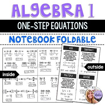 Algebra 1 - Solving One Step Equations - Interactive Notebook Foldable