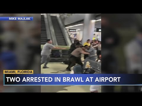 Wild brawl breaks out inside Miami airport; 2 charged