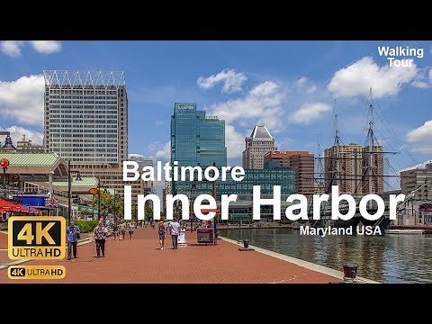 Baltimore Inner Harbor 4k - Virtual Walking Tour Maryland USA | Street View