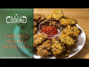 Insanely delicious and tender chicken hearts in batter.