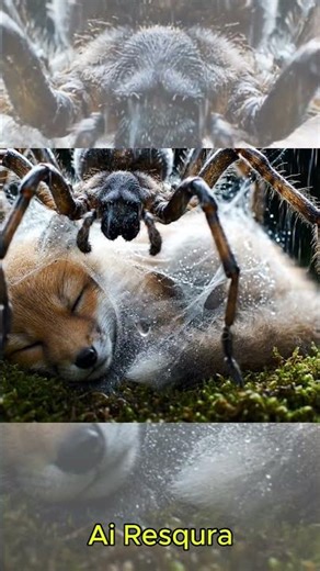 Spider Spins Protective Cocoon for Sleeping Fox | Peaceful Nature Harmony ASMR #shorts