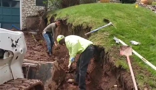 “Digging Deep for Solid Solutions” - Retaining Wall Foundation Dplpro.com (732) 535-4999 #dplprolandscape #retainingwalls | Dave's PRO Landscape Design & Masonry, LLC