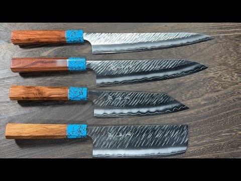 Yu Kurosaki SPG2 Clad FUJIN Chef's Knife Series with Blue Turquoise & Rosewood Handle