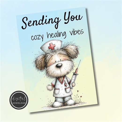 Dog Nurse Get Well Card | Printable Greeting Card Download for Kids & Adults - Etsy
