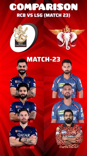 Match 23 RCB vs LSG Playing 11 Comparison 2026 | IPL 2026 #ipl #rcb #lsg #shorts #rcbvslsg