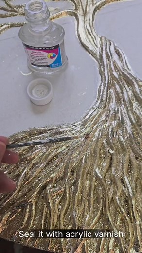 Creative Textured Tree Painting Tutorial Using Gold Leaf