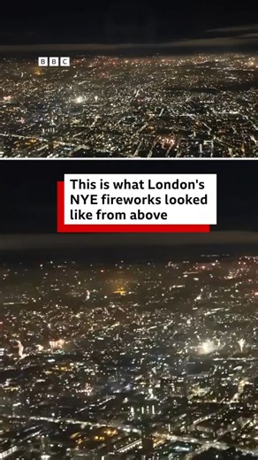 ✨ Whether you were celebrating New Year's Eve in central London or welcoming in 2026 from further afield, this is what the capital looked like from above as the clocks struck midnight. The footage was captured from the cockpit of a National Police Air Service helicopter and shows flickering fireworks as far as the eye can see. #London #NewYear #Fireworks #LondonLife | BBC London