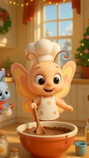 MARIPOSITA cocinera hace CHOCOLATE navideño para la MADRINA 🍫🎄 #shorts #bailanimalitos #animacion