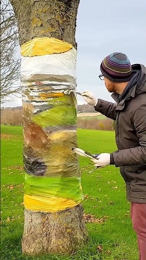 How to Draw - Invisible Tree Trunk 3D Illusion Art #shorts