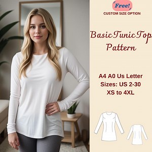 Basic Tunic Top Sewing Pattern: Round Neck, XS-4XL (PDF Pattern) - Etsy