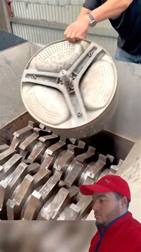 Powerful Industrial Shredder Crushing Metal Drum 🔥
