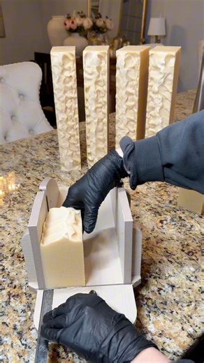 Revealing the dual milk soap I made last night in coconut colada fragrance! This fragrance stuck so well and is so strong. There are some crazy reviews regarding the fragrance. I will say it is a little tricky to work with. If I could do this again I would've soaped just a little bit cooler even though it has no color. This was the first soap I ever made that immediately went into the gel phase! I was immediately calling The Wiggly Bee Soap Shop for backup. I have been absolutely loving the guy 