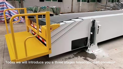 Container truck Loading Unloading Telescopic Belt Conveyor Belt System With Operator Standing Platform