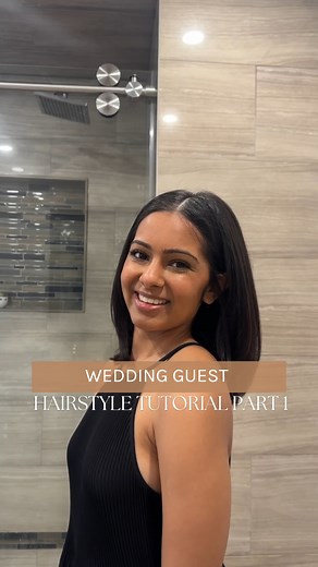 Jen | Hair Tutorials & Hair Tips on Instagram: "If you want a wedding guest hairstyle that is easy and dose not require much skill then this one is for you! 💍💐 ⁠ Here’s how I do it:⁠ 1️⃣ I section off the front pieces + the crown⁠ 2️⃣ Then I spray a little hairspray (I’m using one by @tresemme) on my boar bristle brush to smooth everything down⁠ 3️⃣ I tuck the front pieces behind my ear and pin them in place⁠ 4️⃣ You can leave your hair straight like I did here—or throw in a few curls if you’v