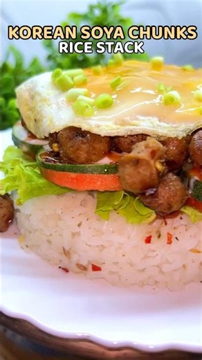 Korean Soya Chunks Rice Stack #shorts #korean #rice #cooking #food #viralshorts