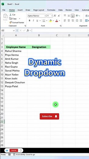 Dynamic Drop-down List In Ms Excel 👌✅ / #excel #exceltricks #microsoftoffice #realshahnawaj #shorts