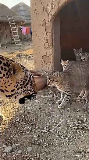 Mother Cat protects her kittens with her life even if its a leopard