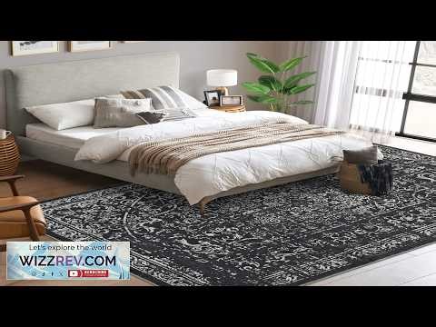 Garvee Area Rug 8x10 Washable Black Vintage Traditional Floor Cover Thin Non