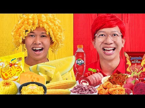 MAKAN MAKANAN KUNING VS MERAH!!