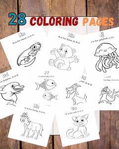 26 Animals Coloring Pages, Alphabet Coloring Sheets, 28 Printable Pages for Kids, Preschoolers, Toddlers, Baby Shower Activity, PDF Print - Etsy