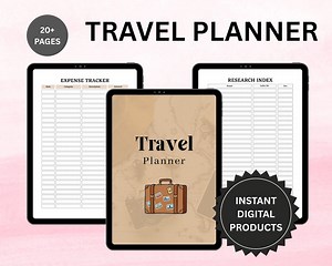 Travel Planner Printable, Digital, Editable PDF, Vacation, Holiday, Road Trip, Travel Diary, Journal, Packing List, Bucket List - Etsy