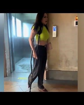 The beautiful woman with polio walks on one crutch #disability #polio