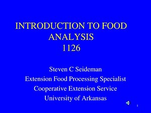 INTRODUCTION TO FOOD ANALYSIS 1126 - SlideServe