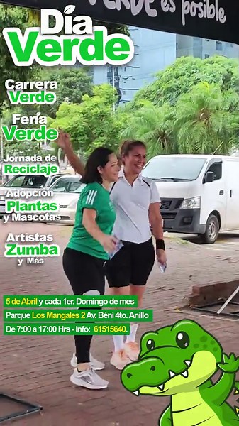 Día Verde una jornada mensual que promueve hábitos ambientales, salud física y convivencia social con actividades como: * Carrera Verde: un reto físico que reafirma nuestro compromiso con el medio ambiente y fortalece nuestra conexión con la naturaleza. * Feria Verde: espacio para emprendedores ecológicos que ofrecen productos alternativos, más saludables y sostenibles. * Reciclaje: jornada especial donde los asistentes pueden llevar papel, plástico y metales. A cambio, reciben “billetes verdes”