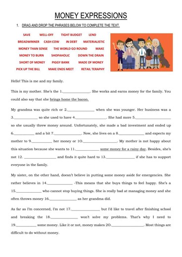 Money Expressions worksheet