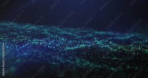 Flowing particles ocean waves in 3D space sequence. Particle animation of ocean with wind and waves floating on screen with Z depth - Intro and opener in 4K Stock Video