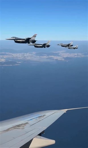10K views · 338 reactions | Two Korean and two U.S. F-16 fighter jets escort Air Force One as it enters South Korean airspace — in a stunning show of unity and strength.   | Illinois Review | Facebook