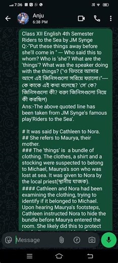 Class XII English 4th Semester Riders to the Sea