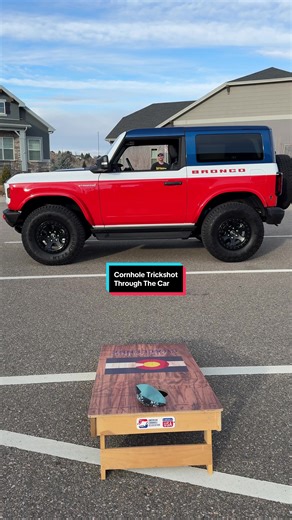 Cornhole Trickshot Through The Bronco! Tossing bags through the windows of @Ford Motor Company Bronco. @American Cornhole Association #cornhole #trickshot #trickshots #bronco #games