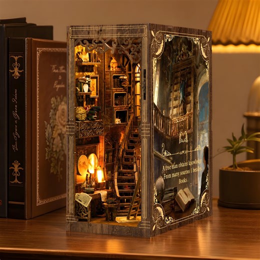 Book Nook Insert DIY Kit Miniature Library Shelf Decor Wooden 3D Puzzle Bookshelf - Etsy