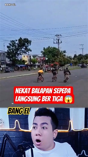 The excitement of a live bicycle race with three people #shorts #reactionvideo #react #eldanboy