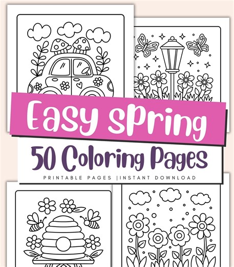 Easy Spring Coloring Pages for Kids – Seasonal Activity Sheets – Bold Toddler Coloring Printable PDF - Etsy