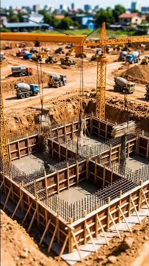 Incredible Foundation Construction: Concrete Pour Time-Lapse! 🚧
