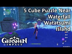 5 Cube Puzzle Near Waterfall Watatsumi Island Genshin Impact