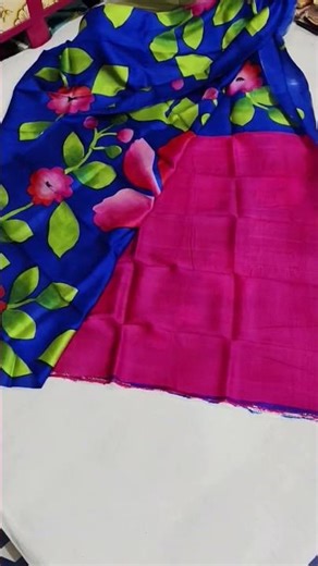 #6766 . pure Murshidabad silk.with silk mark. Hand painted. rs4000