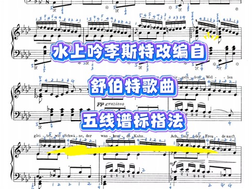 水上吟，李斯特改编自 舒伯特歌曲 #大象腿钢琴谱 #五线谱标指法