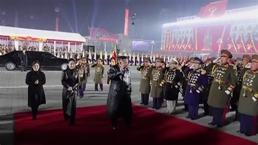 North Korean leader Kim Jong Un held a nighttime military parade in Pyongyang on Wednesday to mark the end of his Workers’ Party of Korea congress, sharing center stage with his increasingly prominent daughter, believed to be named Kim Ju Ae and estimated to be about 13. | AP