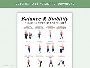 Dumbbell Exercises for Seniors Printable | Balance & Stability Workout Chart | Low Impact Full Body Dumbbell PDF for Older Adults - Etsy