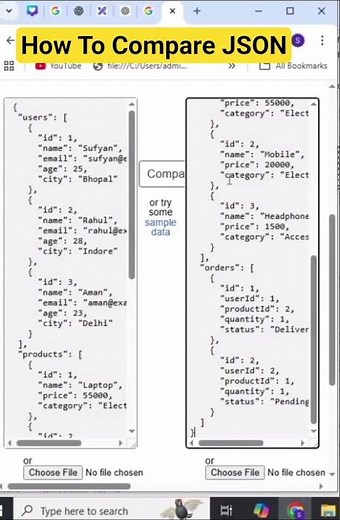 How To Compare JSON | JSON Compare #json #javascript #ytshorts #trending #programming #coding #short