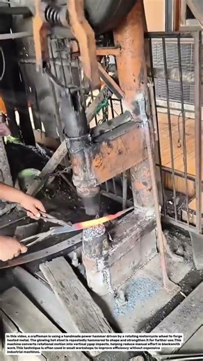 DIY Power Hammer Using Motorcycle Wheel – Traditional Blacksmith Forging Technique.