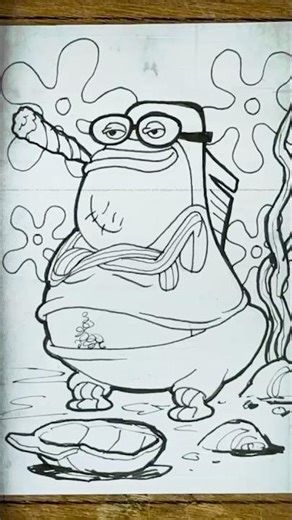 How to draw Spongebob’s Flats the FlounderOwning it 5 #art #drawing #ink #drawing #spongebob